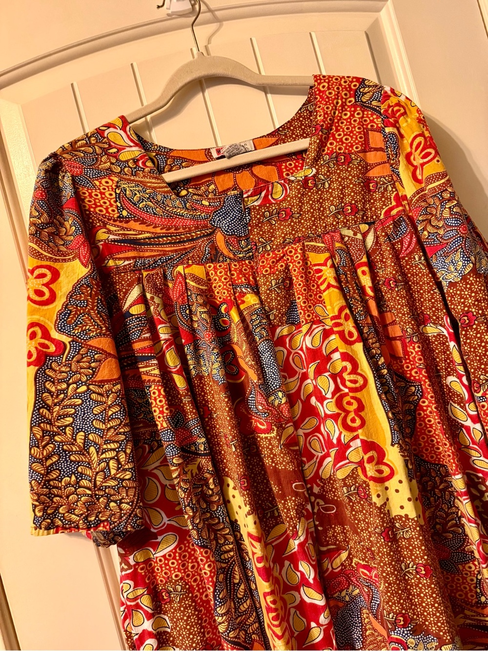 Vintage 80's Woman Within Half Zip Patchwork Patio Dress - 100% Cotton